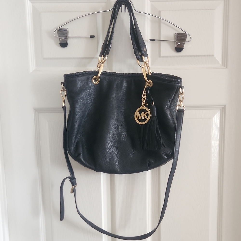 Michael Kors Black Shoulder Bag with Gold Accents